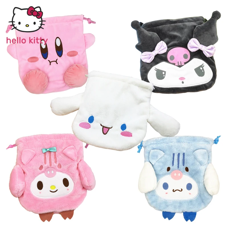 

Cartoon Stuffed Animals Melody Cinnamorol Kirby Kuromi Plush Bag Kawaii Cute Soft Drawstring Pocket Coin Purse Plushie Toys Gift