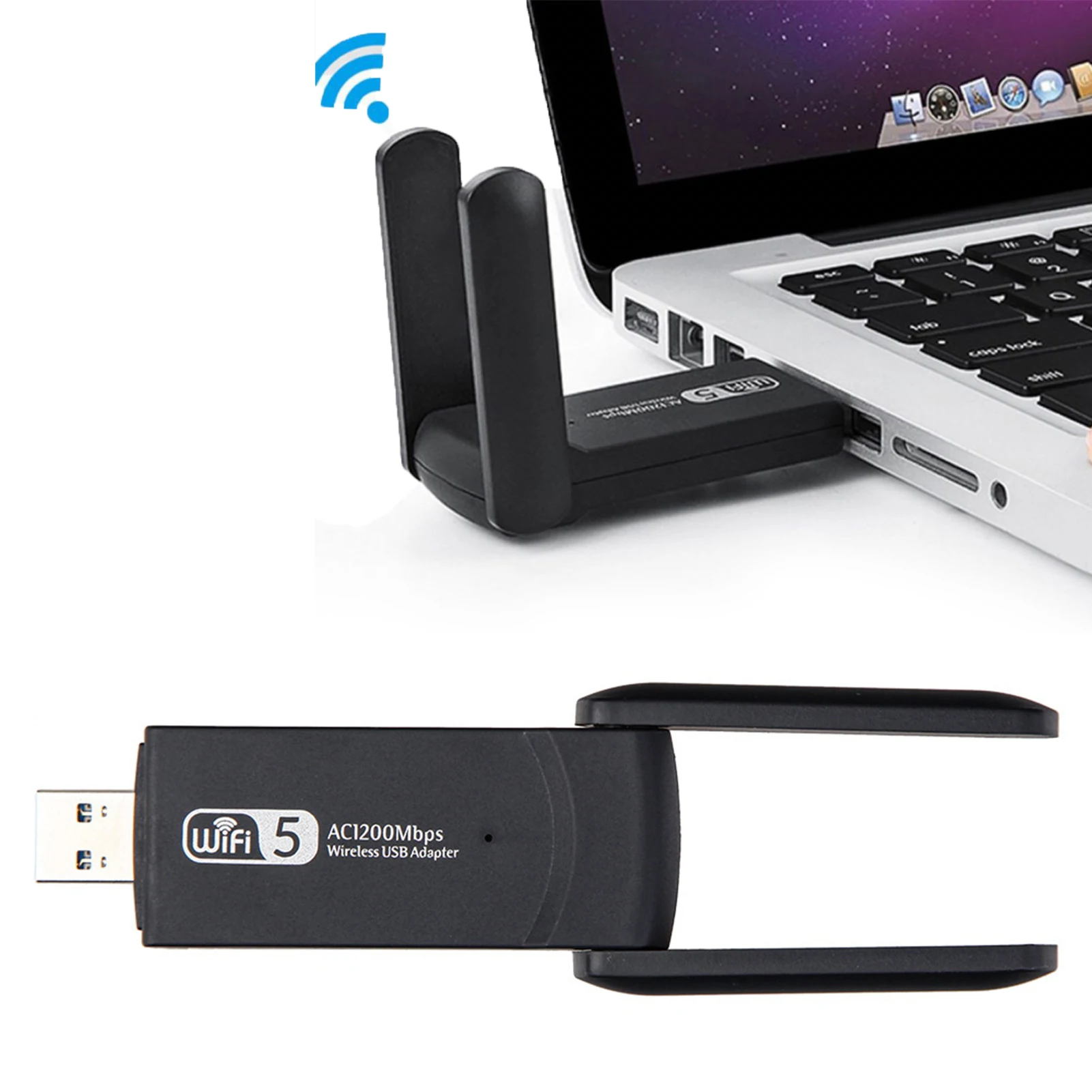 

Portable 2.4G 5.8G 1200Mbps WiFi Wireless Adapter With Antennas USB 3.0 Wireless WiFi Network Card Desktop Network Adapter