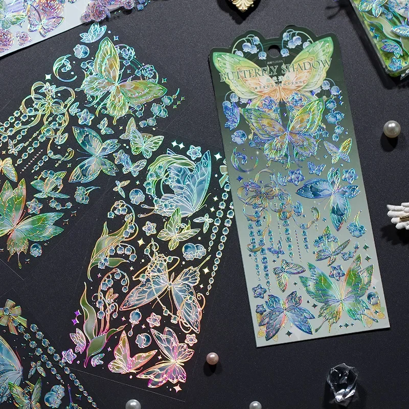 

4 листа наклеек золотой лазер искусство бабочка цветок изысканные принадлежности ручной работы декоративная упаковка Скрапбукинг вырез 168*88 мм