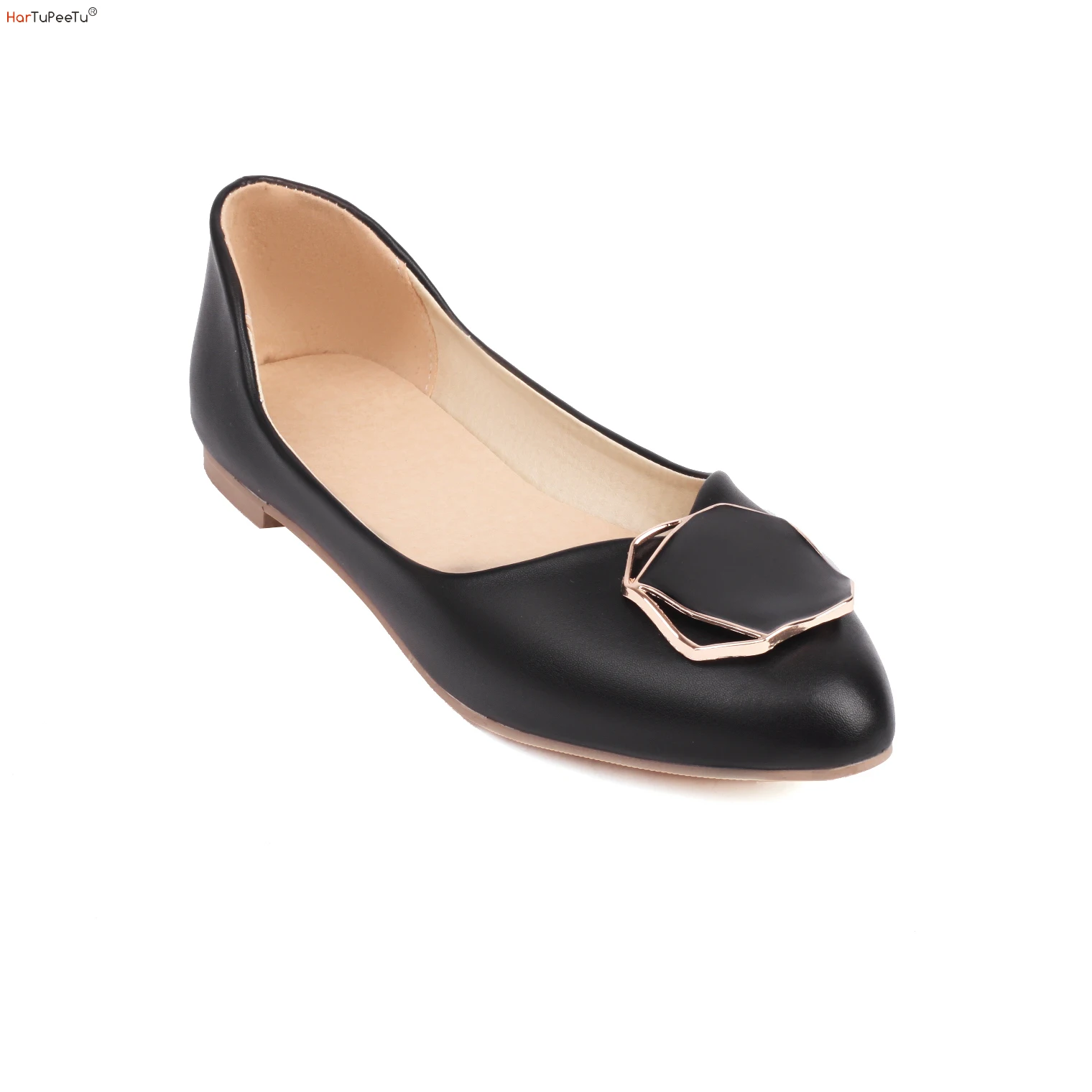 Concise Women Flats Shoes 2023 Elegant New Leather Big Size 45 46 47 48 Crystal Decorate Black White Slip on Zapatos Mujer