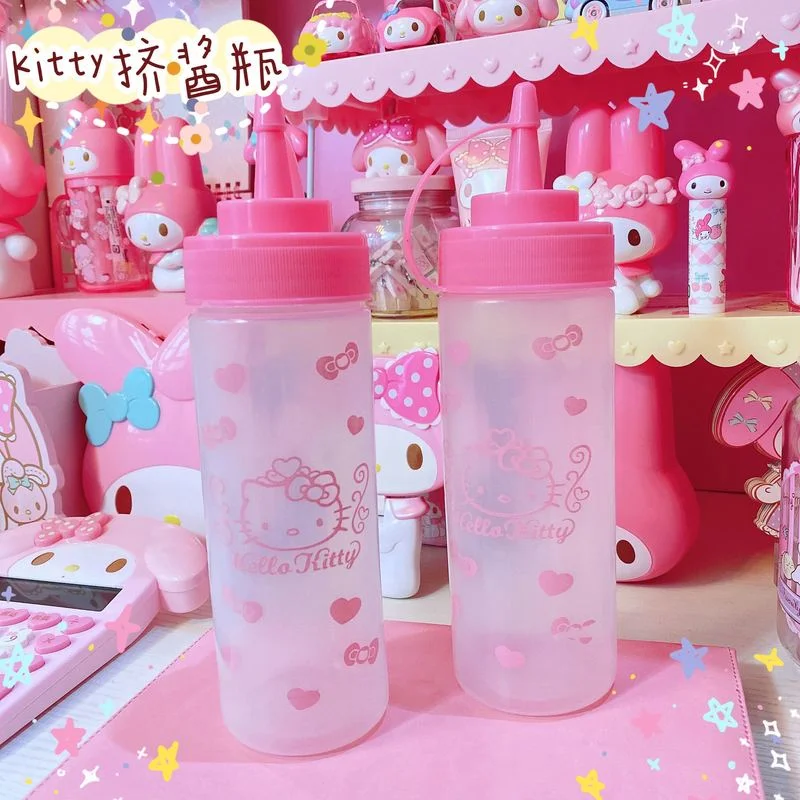 

Hello Kitty Cute Cartoon Plastic Leak Jam Squeeze Bottle Kitchen Salad Dressing Cream Spice Jar