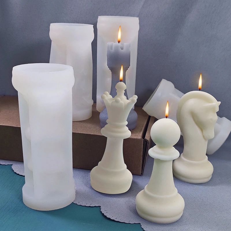 Creativity Chess Scented Candle Silicone Mold Plaster Ornament Mold Handmade DIY Crystal Drop Rubber Making Chess Jars