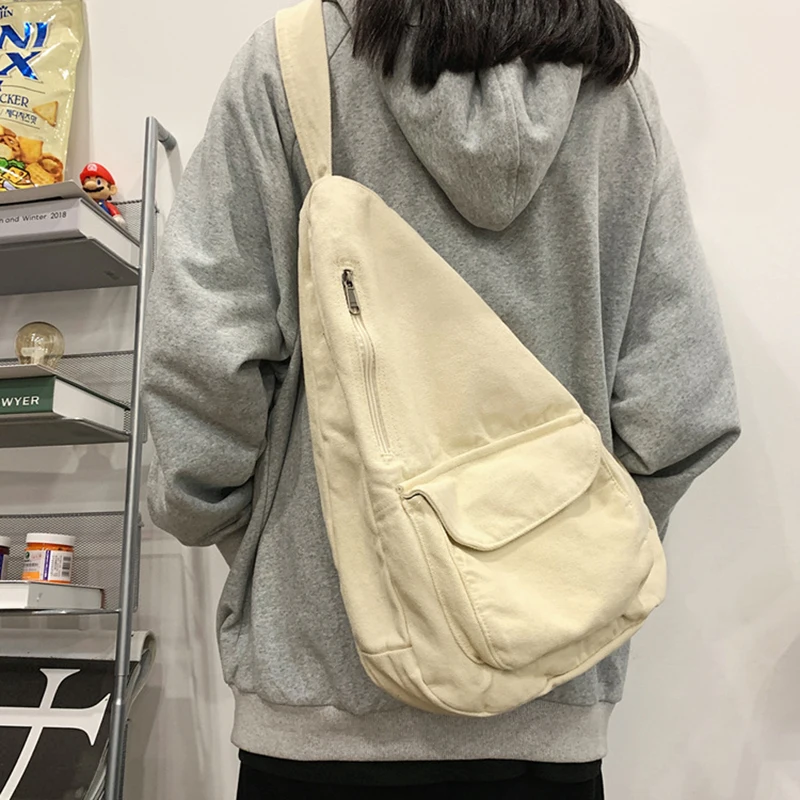 

2023 Women Shoulder Messenger Bag Canvas Crossbody New Trend Fashion Female Bag Solid Color High Quality Ladies Chest Bag