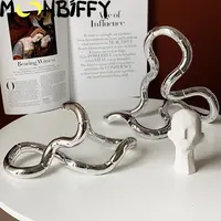 Modern Silver Abstract Curve Line Sculpture Modeling Design Minimalist Home Living Room Office Hotel Desktop Art Layout