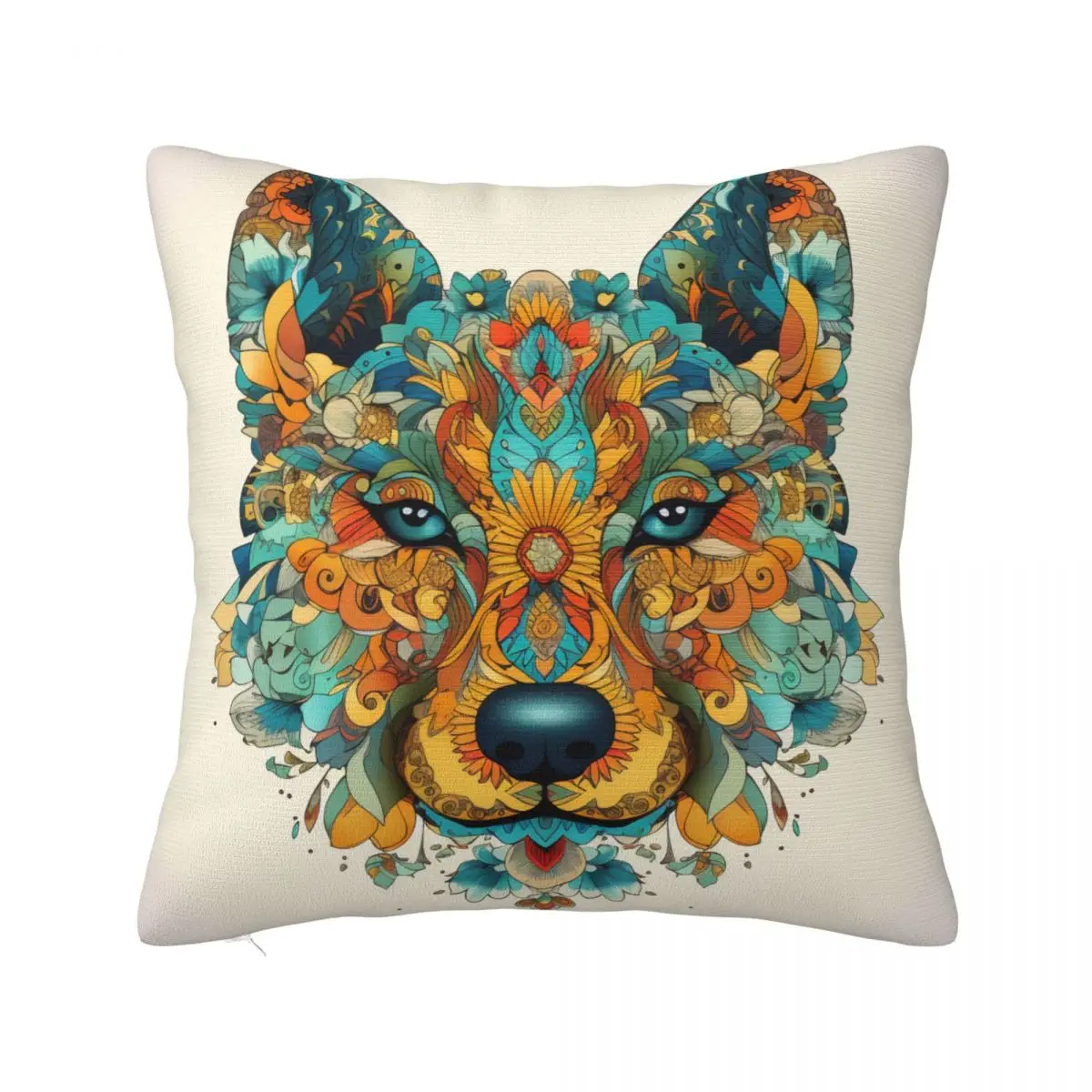

Dog Pillow Case Animal Mandala Colored Polyester Pillowcase Car Zipper Summer Cover