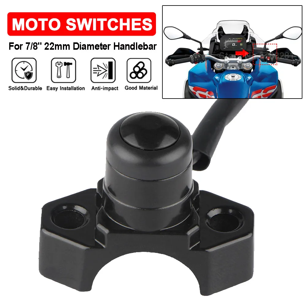 

Universal Self-Lock Motorcycle Switches 7/8" 22mm Handlebar Mount Headlamp Power Start Kill Fog Light CNC ON/OFF Switch Button