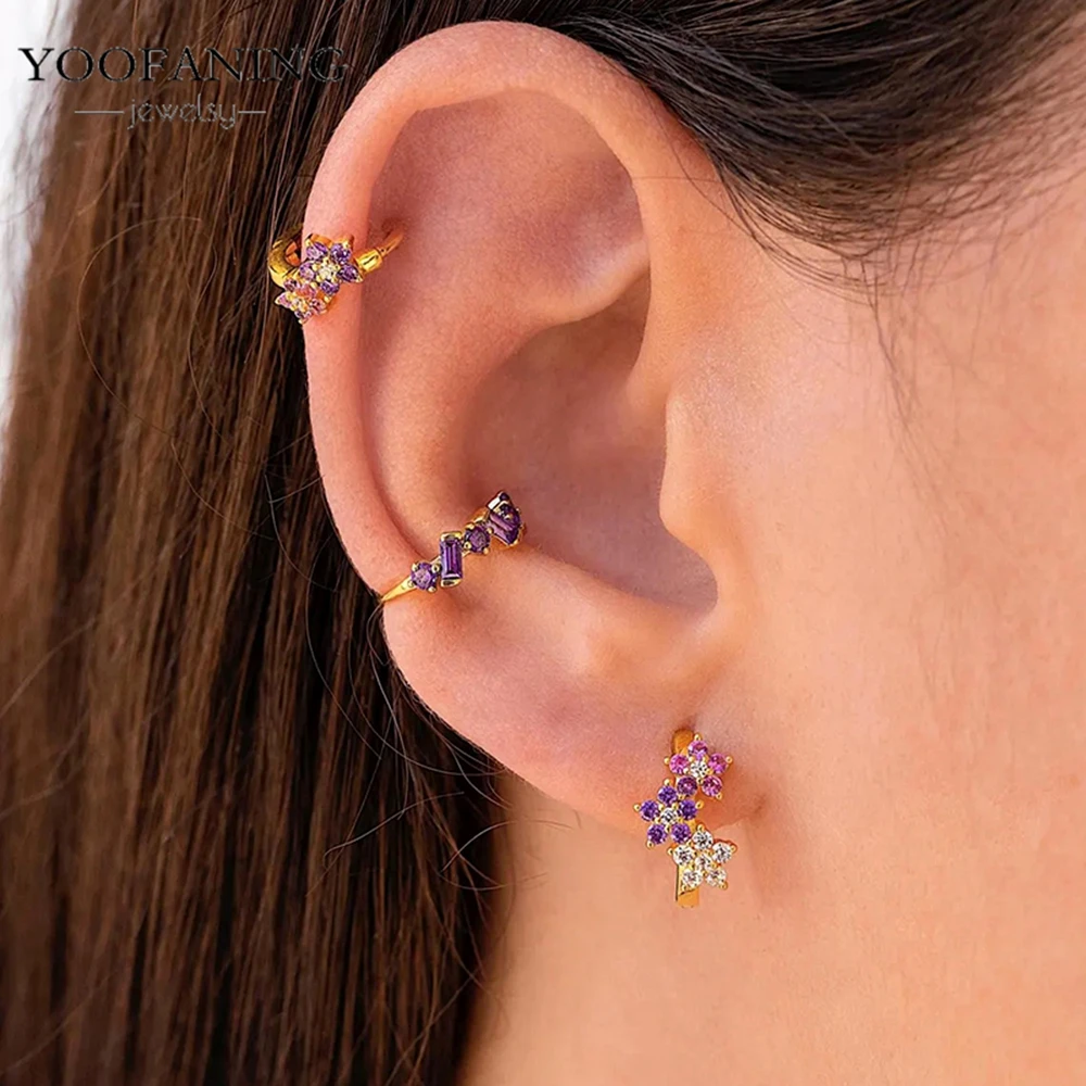 Фото Серьги YOOFANING с цветочным дизайном, модные, из серебра 925 пробы, круглые, женские украшения, подарки для вечеринок и свадеб №5