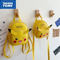 takara tomy cute cartoon pikachu printed childrens adjustable pu parent child backpack girls lightweight zipper diagonal bag