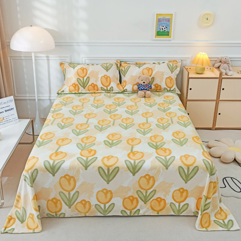 

Home Fashion Warm Winter Bedding Cover Foldable Flat 1PCS Flannel Bed Soft Sheet Cartoon Single King Size Bedspread Cover