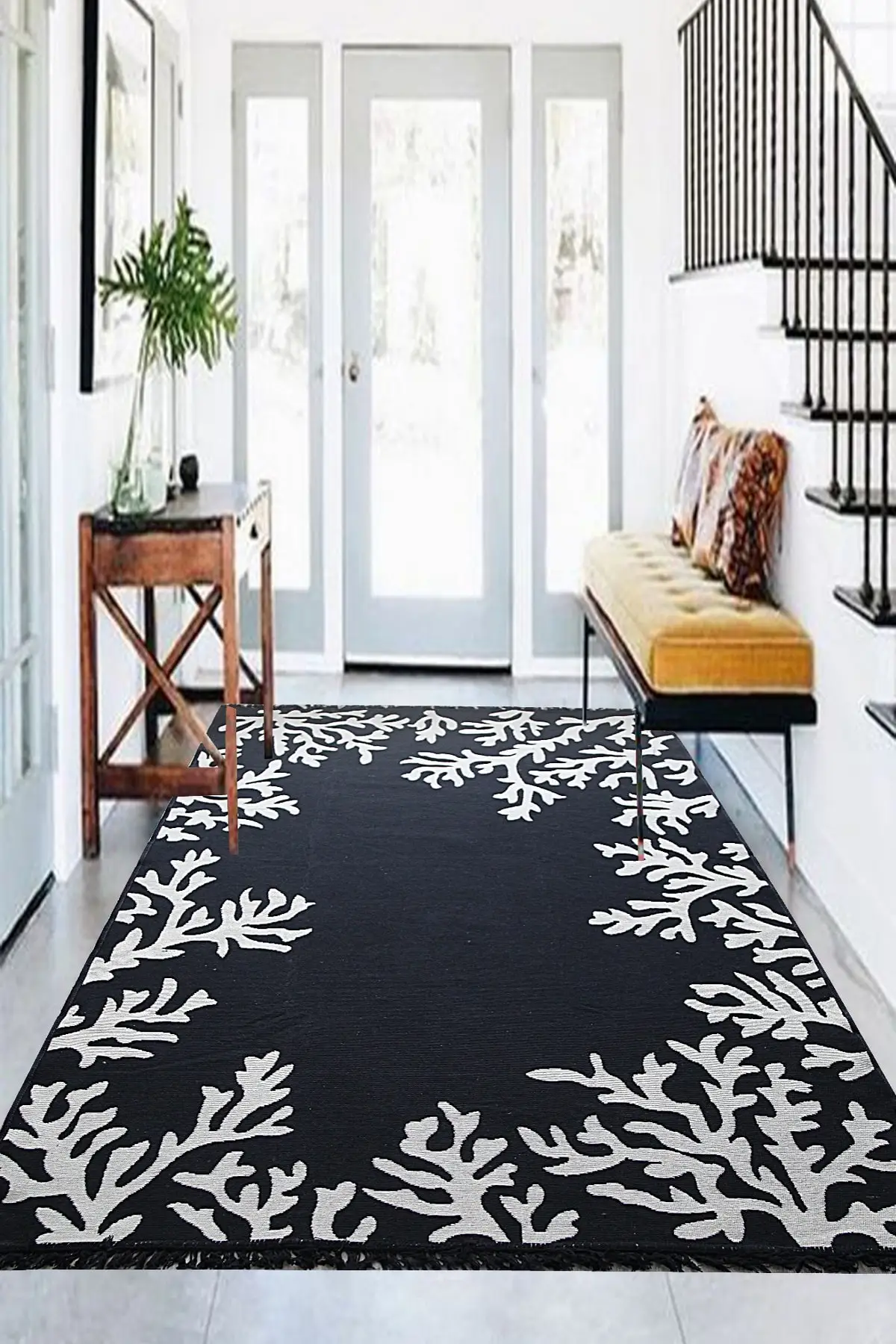 

Хлопковый нескользящий ковер, высококачественный богемный ковер ручной работы, плетеный плющ, двусторонние коврики