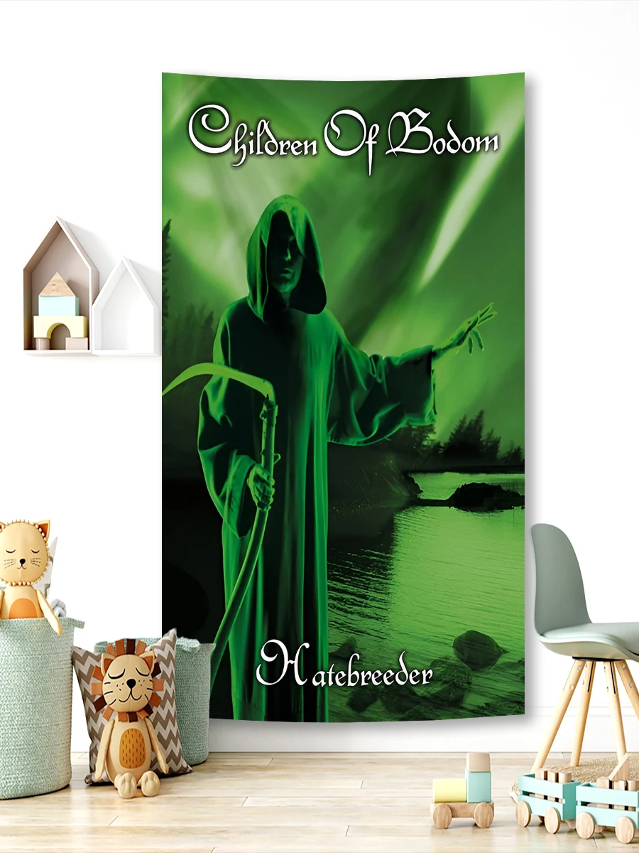 Флаг группы Children of Bodom - 60x90 см  90x150 см, полиэстер с принтом Финская мелодия, музыкальный баннер смерти-металла для декора (art.: 3920d22a2ec77) - 3920d22a2ec77
