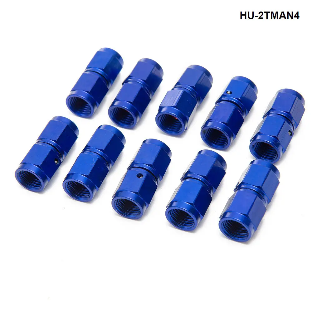 

10PCS/SET Blue AN4 Universal Swivel Oil Fuel Line Hose End 2-Side Female Fitting HU-2TMAN4