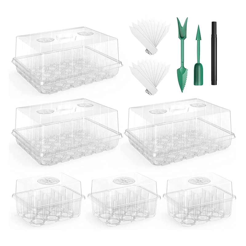 

180 Cells Reusable Seed Starter Tray, 6 Pack Seed Starter Kit with Air Vent Humidity Dome for Greenhouse Propagator