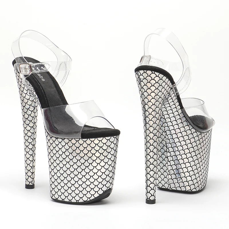 Leecabe 8 Inch Silver shoes Pumps 20cm Sexy  High Heel Sandals Pole dance shoes  Ballroom dance shoes Party Shoes