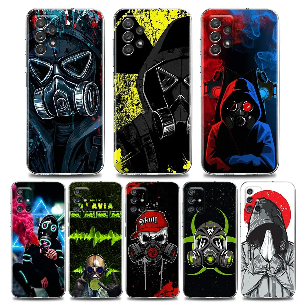 

Bright Cover Cool Man Antigas mask Clear Phone Case for Samsung A01 A02 A11 A12 A21 A31 A41 A32 A51 A71 A42 A52 A72 Soft Silicon