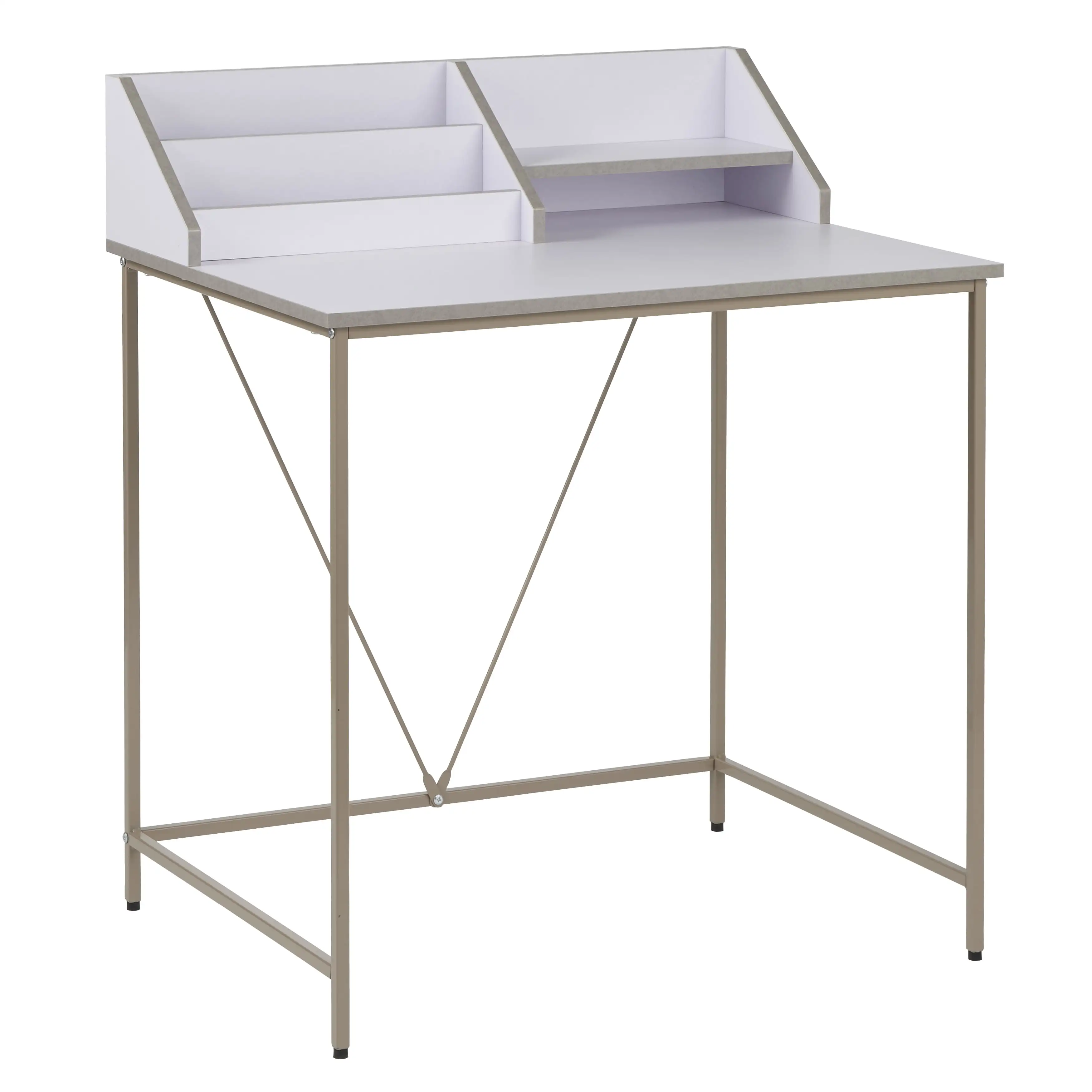 

Quincy Kids Writing Desk with Hutch, Gray/White