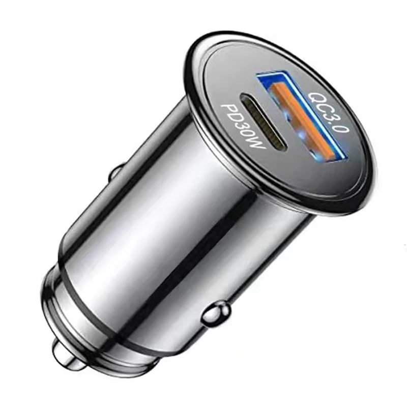

Металлическое мини-зарядное устройство для автомобиля Qc3.0 48 Вт USB Type C с одним сопротивлением и двумя автомобильными прикуривателями быстро...