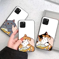 cartoon cute pinch face cat phone case for funda iphone 13 11 pro max 12 mini x xr xs max se 2020 coque silicone cover back