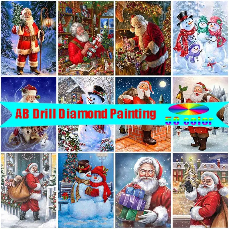 

Алмазная живопись «сделай сам» 5D AB, бриллиантовая картина, полная круглая мозаика Санта-Клауса, вышивка крестиком, рождественский подарок, ...