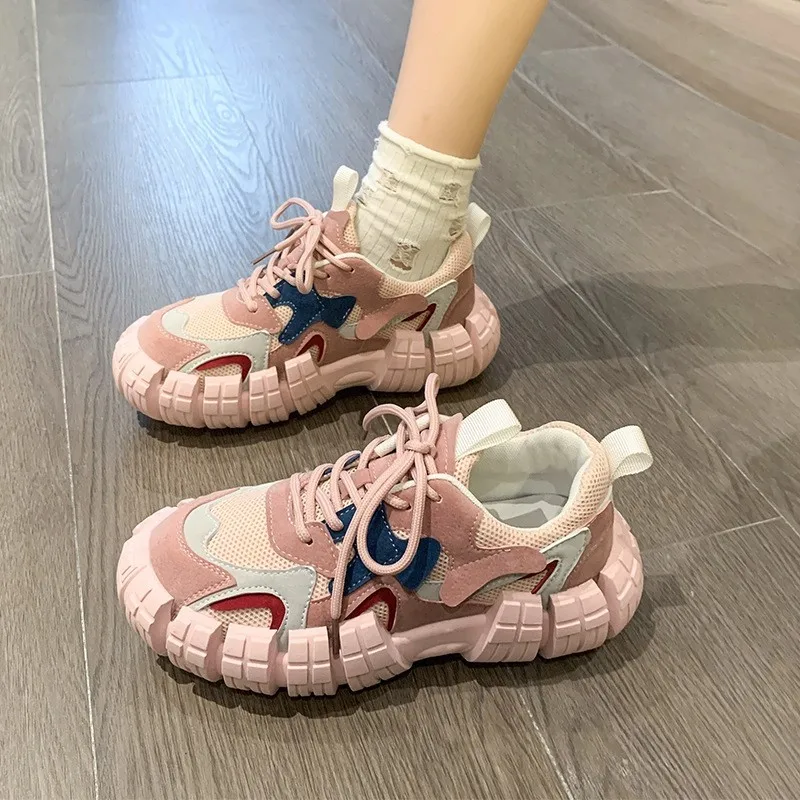 2023 Spring And Autumn New Genuine Leather Thick Sole Tire Shoes Women's Paris Dad Shoes Sports Casual Tank Shoes Walking Shoes