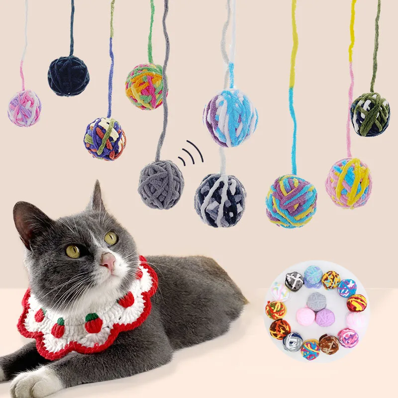 

1pc Color Funny Cat Toy Ball With Tail Cat Accessories Pet Supplies Wool Dog Toys Dog Accessories Plush Pet Shop All For Dogs