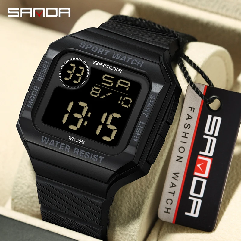 

SANDA Men's Digital Watches Military Sport Waterproof Watch LED Electron Cold light Timing Wristwatch for Men Clock Relogio