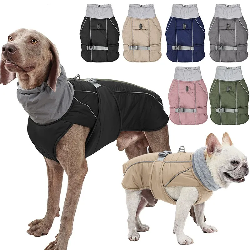 

ADECHOO-Waterproof Reflective Pet Coat, Warm Jacket, Cotton Clothing, Outdoor Vest, Winter, Small, Medium, Large Dog