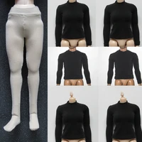16 femalemale soldier long sleeve black turtleneck top stretch bottom layer pants fit 12 action figure body