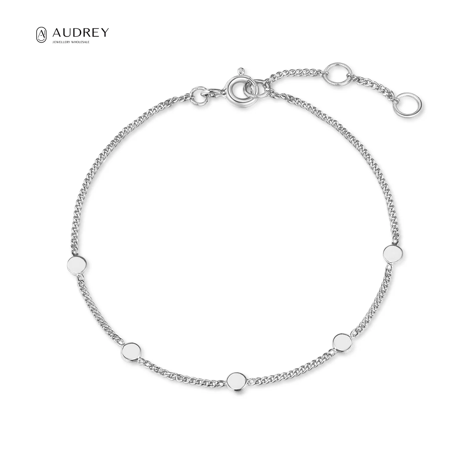 

Audrey Minimalist Bracelet Jewelry Geometric Metal Pieces Rhodium Plated S925 Sterling Silver Thin Chain Bracelet