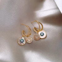2022 new classic round shell flower pendant gold earrings korea luxury temperament jewelry wedding party for womans accessories