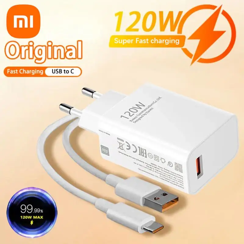 Быстрое зарядное устройство XIAOMI 120 Вт оригинальное турбозарядное 67 EU Phone Cargador для