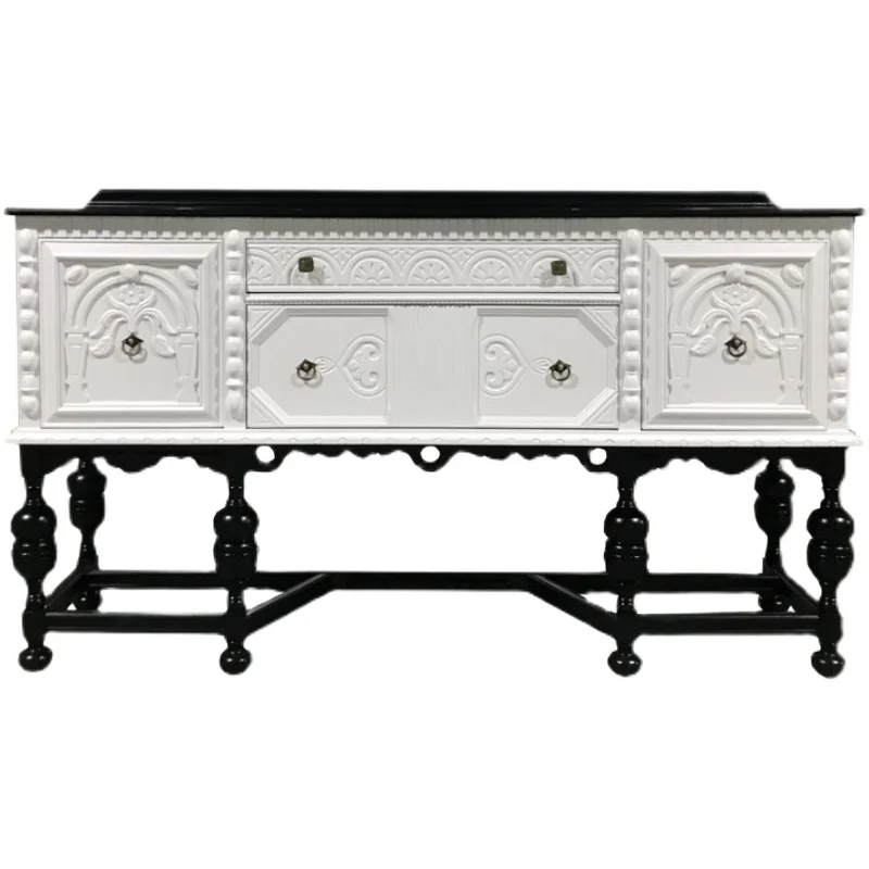 

Solid Wood Carved Decorative Porch Cabinet Retro Sideboard