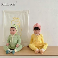 rinilucia 2022 new long sleeve girl autumn baby cartoon bodysuit fashion solid baby clothes cotton infant boy jumpsuit
