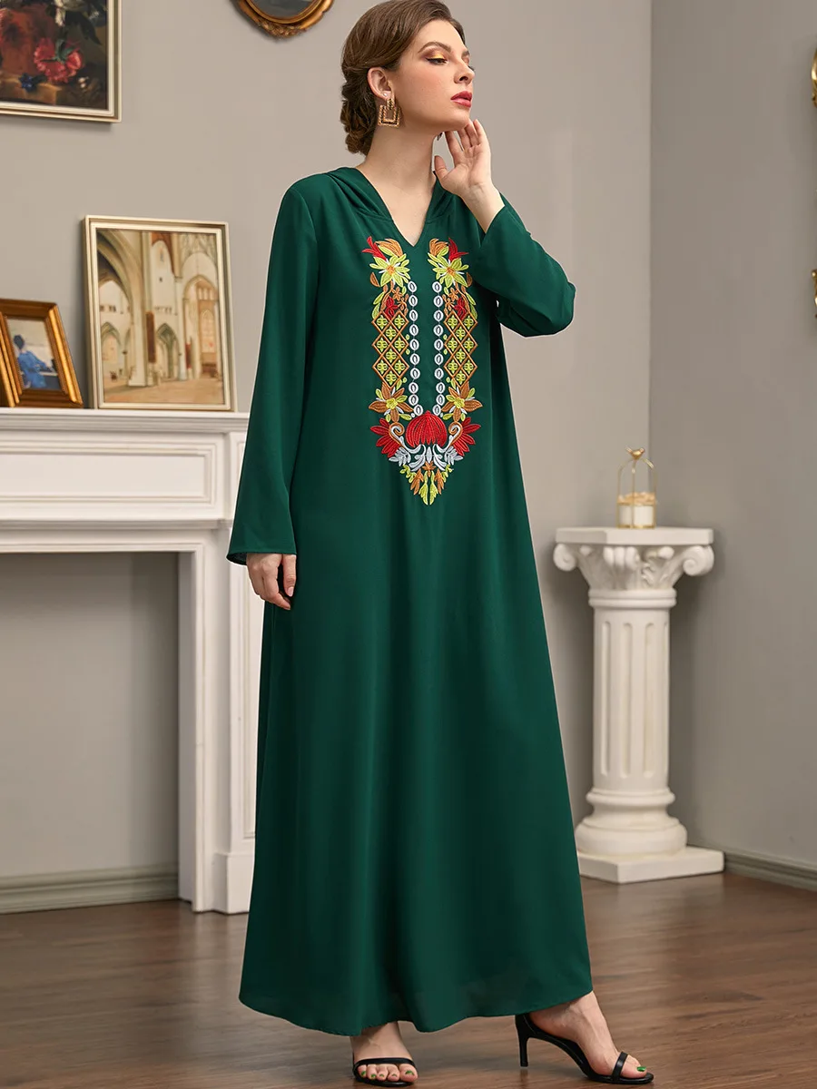 

2022 Jellaba Hijab Ladies Dress Women Ramadan Eid Abaya Dubai Turkey Muslim Embroidery Long Dress Maxi Party Islam Clothing