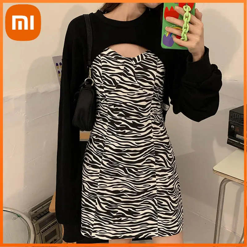 

Xiaomi Plus Size Gothic Y2k Dress Women Casual Leopard Long Sleeve Party Mini Dress Female Design One-piece Dress Korea Spring
