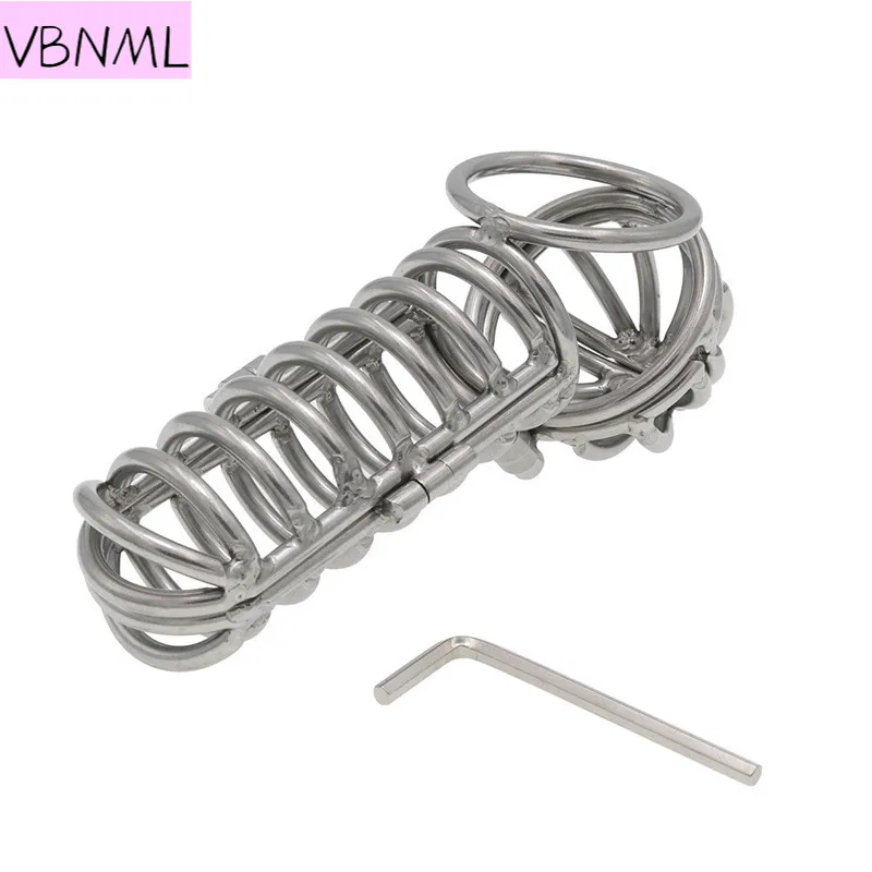 Stainless Steel Heavy Duty Chastity Instrument Chastity Penis Lock Cage Adult Sex Toys One-piece Restraint Alternative BDSM
