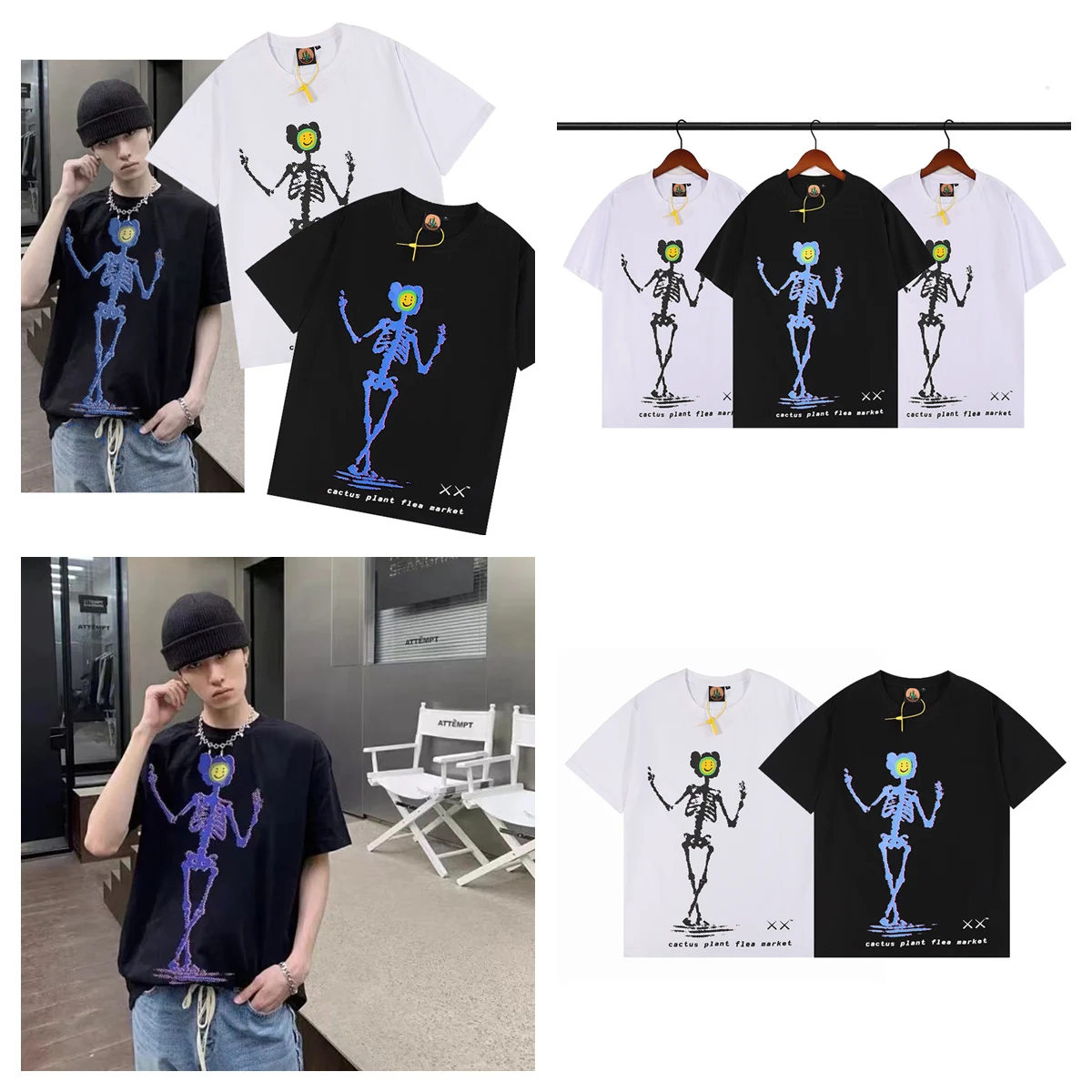 

KANYE CPFM KAWS Co фирменная футболка с коротким рукавом и улыбающимся лицом