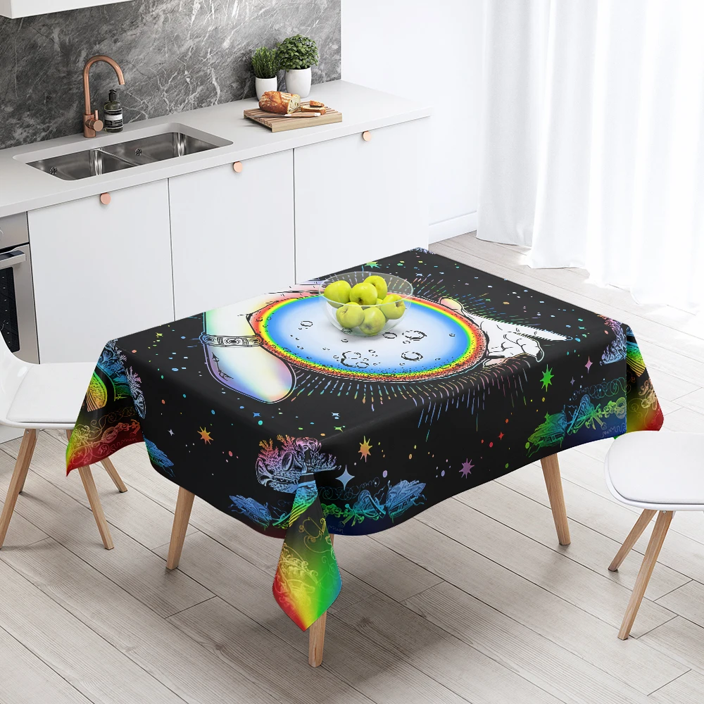 

Black and White Tarot Card Printing Waterproof Wedding Birthday Party Rectangular Tablecloth Set Home Dining Tea Art Decoration