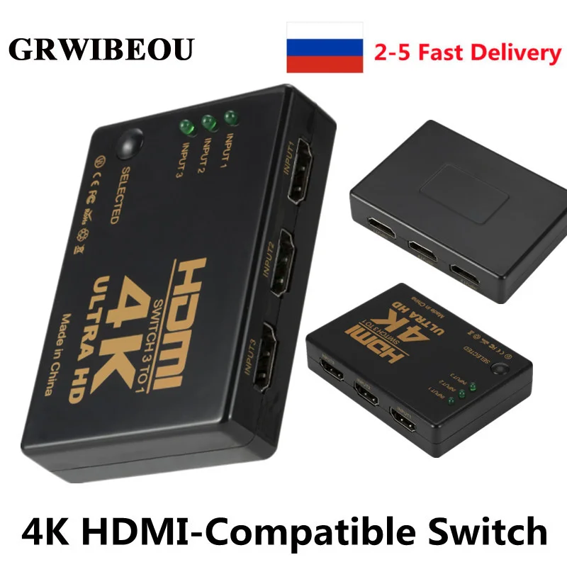 

HDMI-Compatible Switch 4K Switcher 3 In 1 Out HD 1080P Video Cable Splitter 1x3 Hub Adapter Converter for PS4/3 TV Box HDTV PC