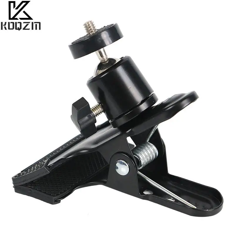 

Black Metal Strong Clamp Camera Tripod Mount Flash Holder Photography Clip With 360 Degree Rotate Head