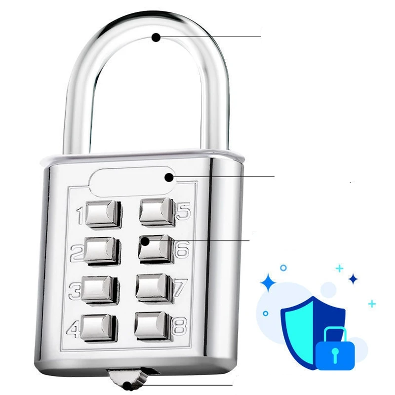 

8 Digits Password Code Combination Padlock Zinc Alloy Code Keyed Anti-thieft Lock Suitcase For Luggage Travel Code Smart Lock