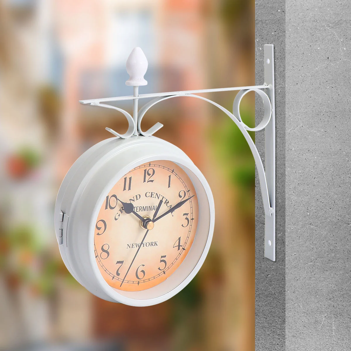 

1 PC Wall Clock Hanging Double-sided Practical Clock for Decor(White)