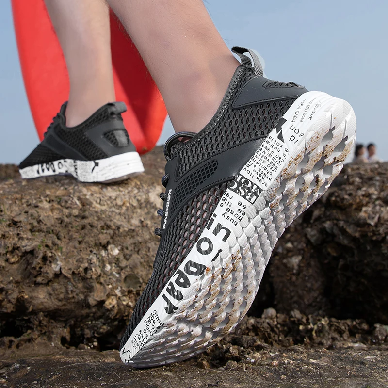 JIEMIAO Elastic Breathable Men Women Water Sports Shoes Summer Unisex Beach Sandals Non-slip Soft Sole Upstream Wading Shoes