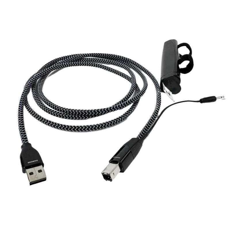 Фото Аудиокабель Diamond USB 2.0 (A-B) с декодером ЦАП и звуковой картой, цельный, идеальная поверхность, серебристый (PSS) №2