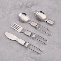 304 stainless steel folding spoon knife and fork salad spoon outdoor camping portable tableware folding chopsticks fork spoon