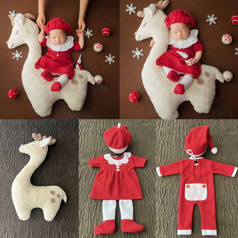 ❤️Newborn Photography Christmas Clothing Deer Props Studio Baby Boys Girls Photo Prop Accessories Costume Outfits Fotografia