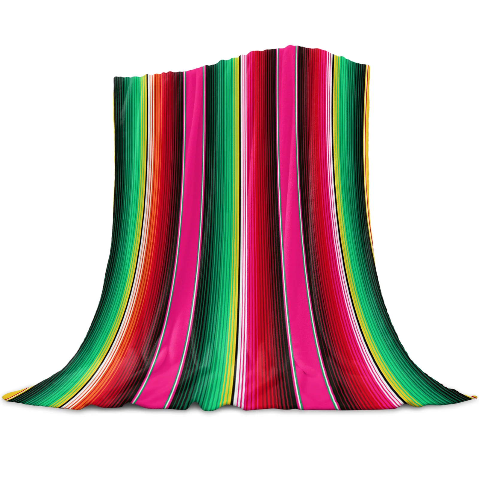 

Mexican Stripes Colorful Stripes Blanket Soft Warm Outdoor Travel Throw Blankets Adult Kids Winter TV Blankets Flannel Fleece