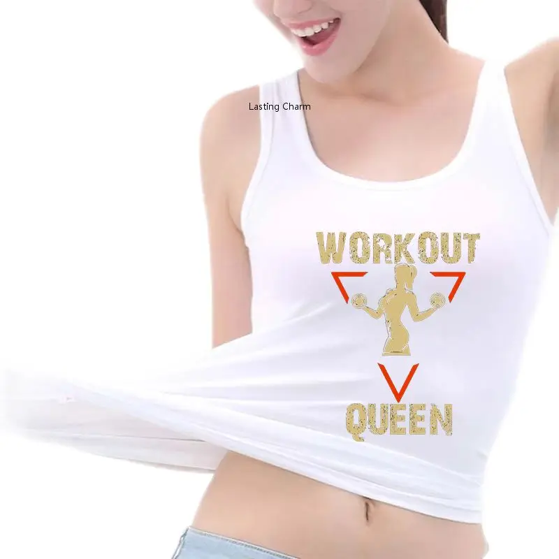 

Workout Queen Pattern Tank Top Women's Yoga Sports Workout Sleeveless Breathable Slim Fit Tops Gym Training Top