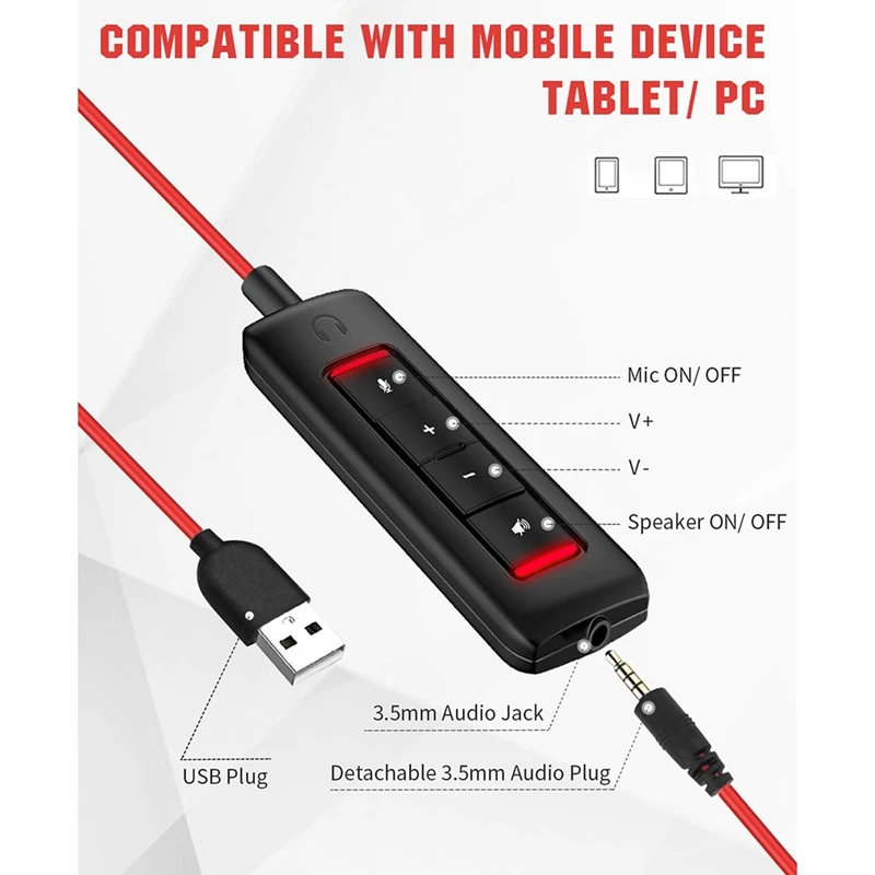 NUBWO USB-гарнитура с шумоподавлением микрофоном для PS5 ноутбука компьютера