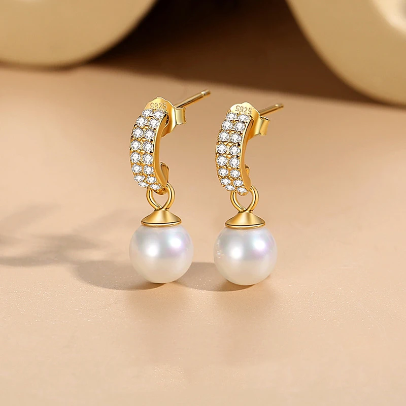 

S925 Silver Women Earrings Shiny Diamond Earrings Luxury Earrings for Women Earrings Pearl Lovers Earring Jewelry Gift Earrings